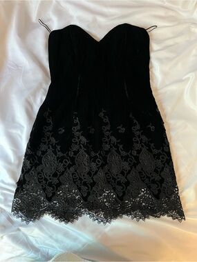 Vintage Jiki Monte Carlo Silk Velvet Lace Cocktail Homecoming Evening Dress